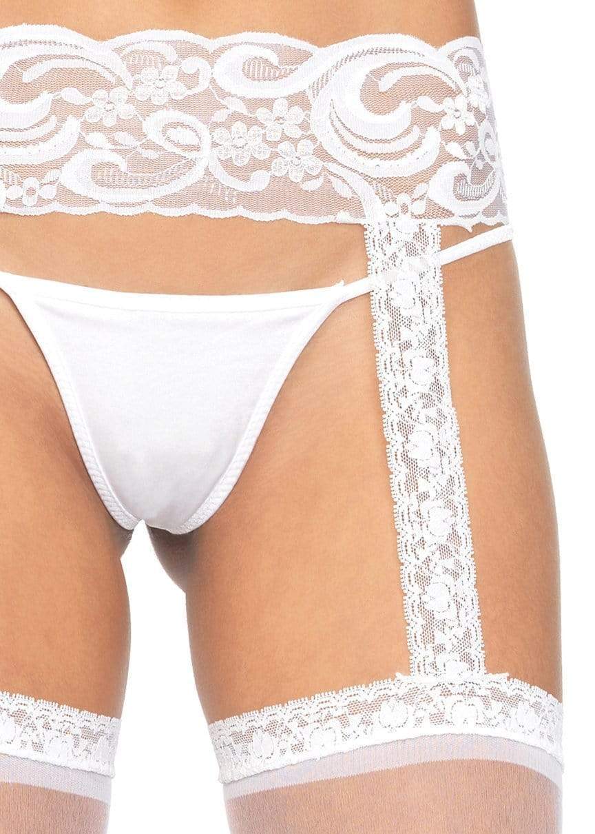 1767 Thea Garter Belt Thigh High White