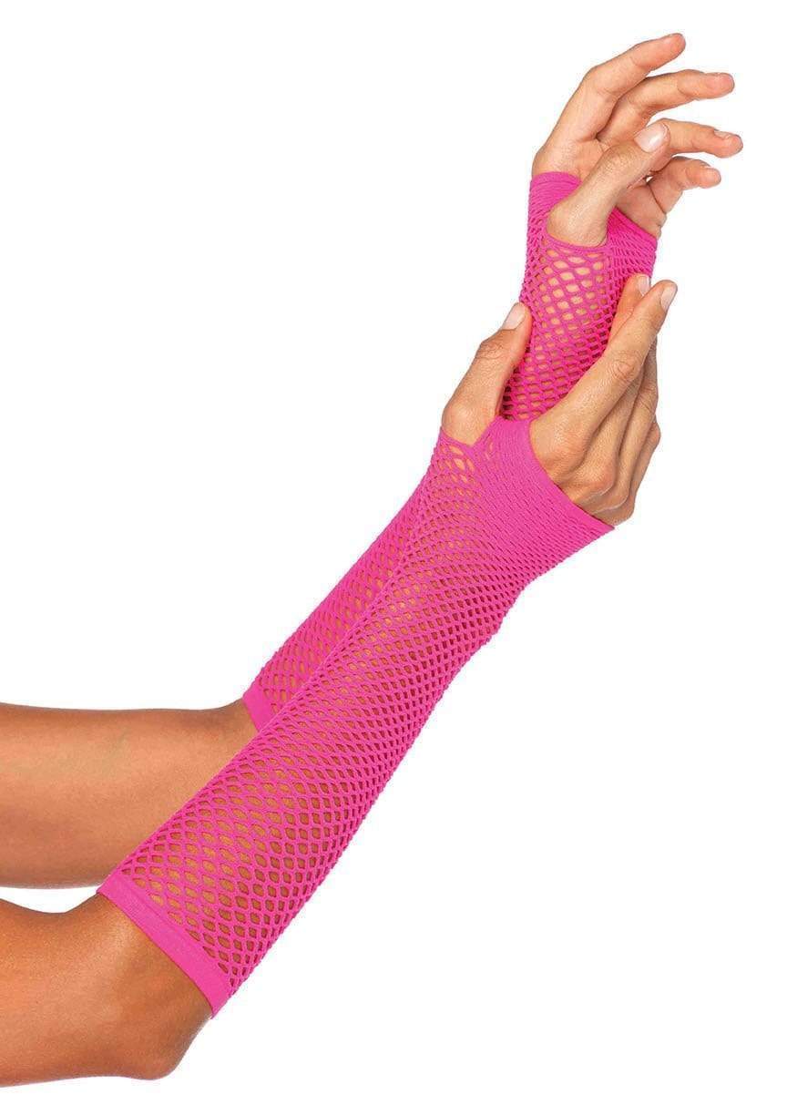 2024 Triangle Net Fingerless Arm Warmer Gloves Neon Pink