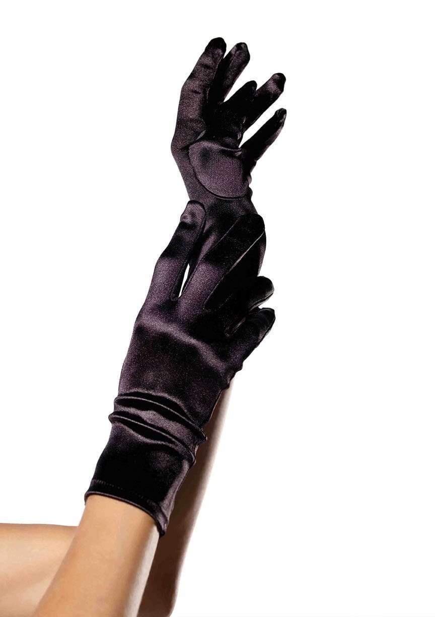 2B Satin Wrist Length Costume Gloves Black