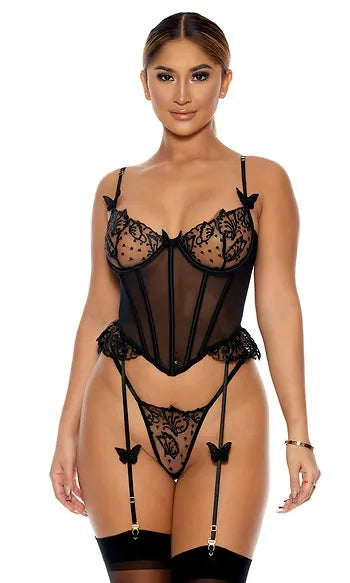 773021 Flutter Through Me Lingerie Set BLACK