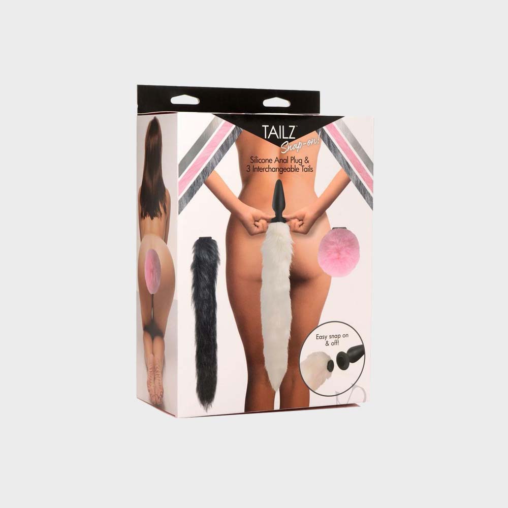 Tailz Snap on Silicone Anal Plug and 3 Interchangeable Tails