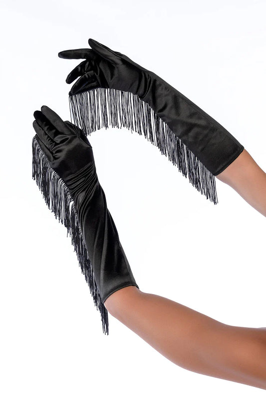 136 Satin Fringe Opera Gloves