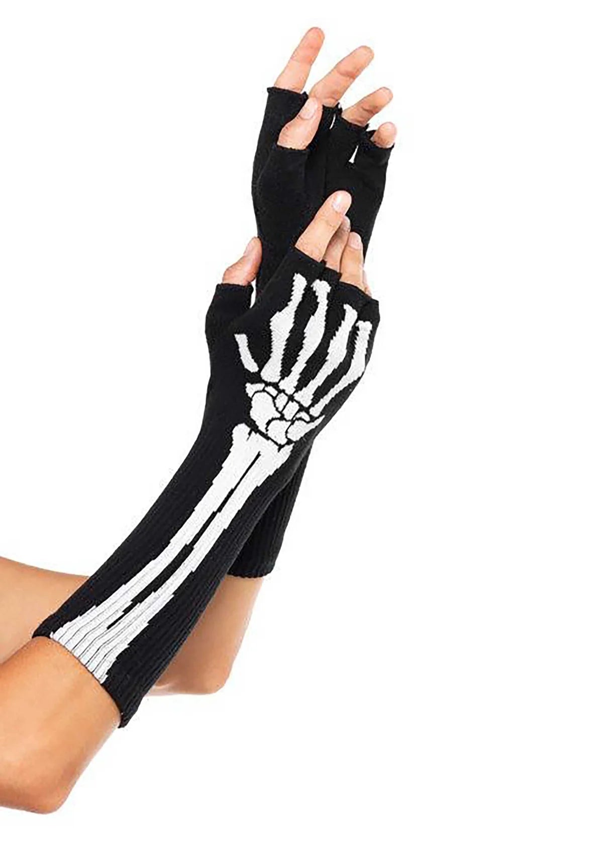 2144 Skeleton Fingerless Gloves