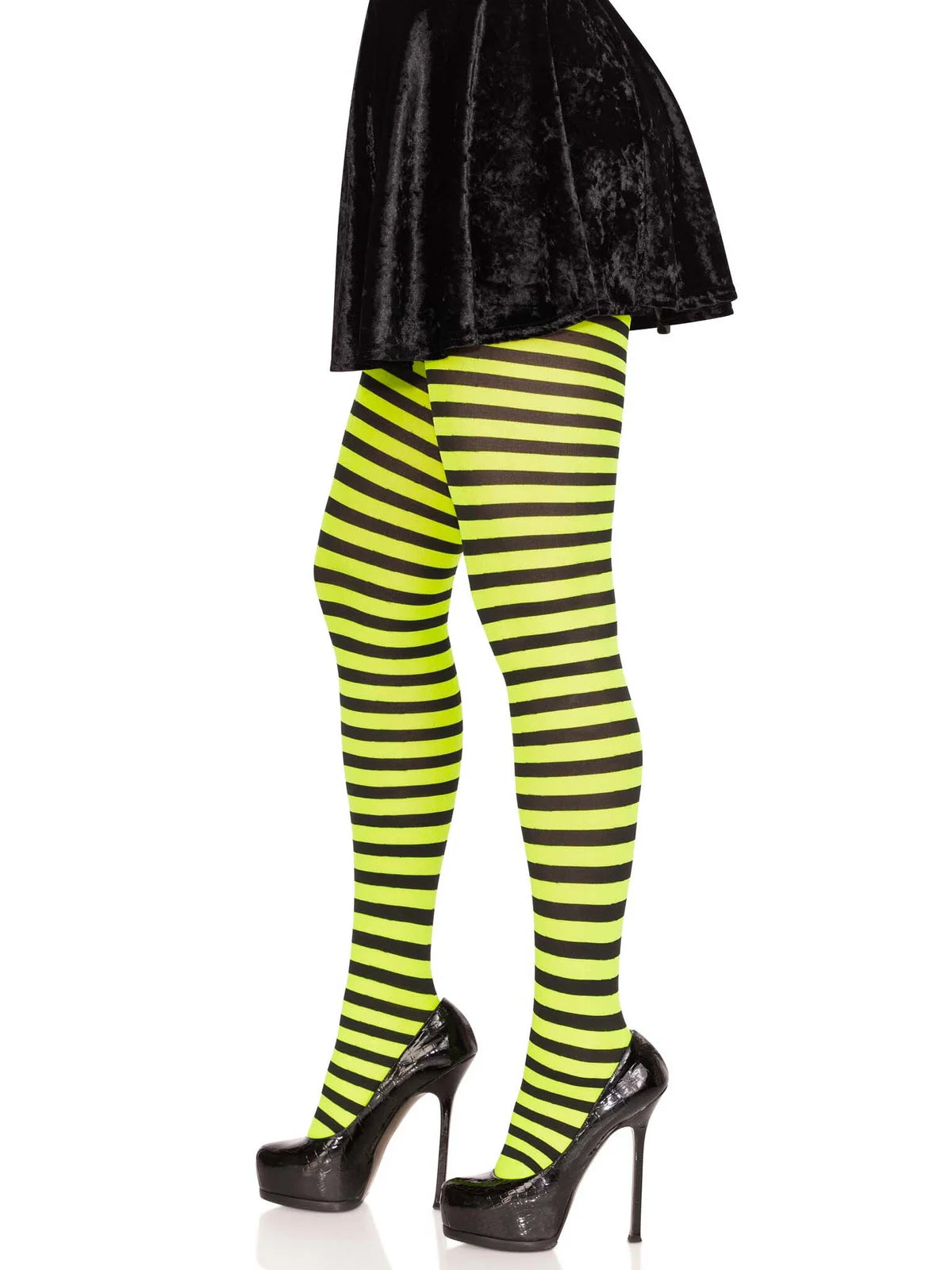 7100 Jada Striped Women's Tights black and lime