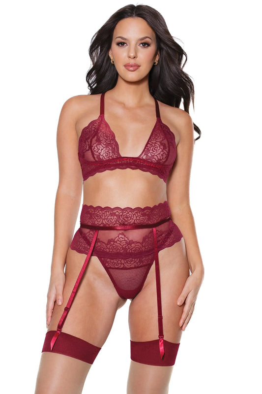 22131 Pinot Noir Bra and garter set