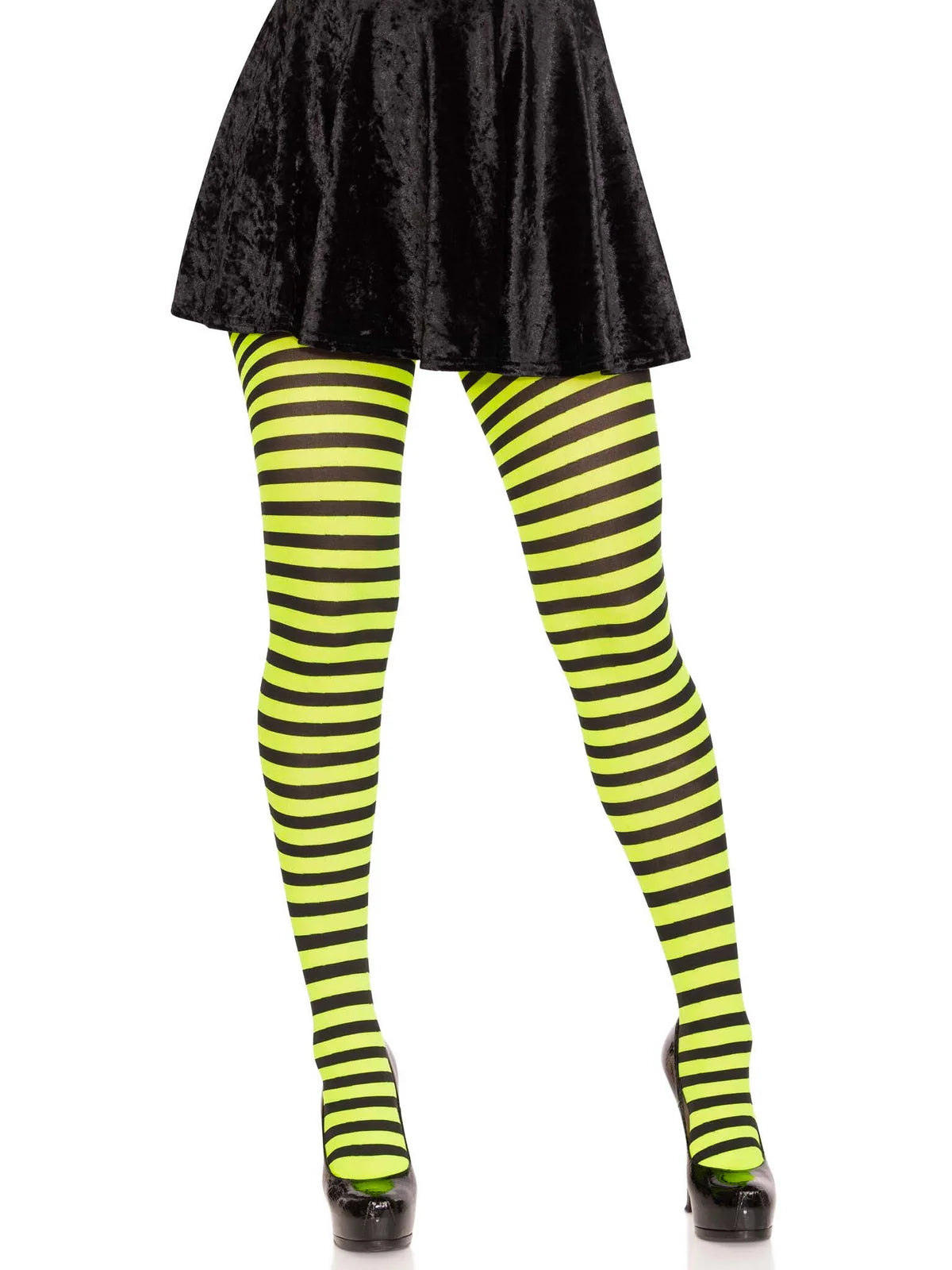 7100 Jada Striped Women's Tights black and lime