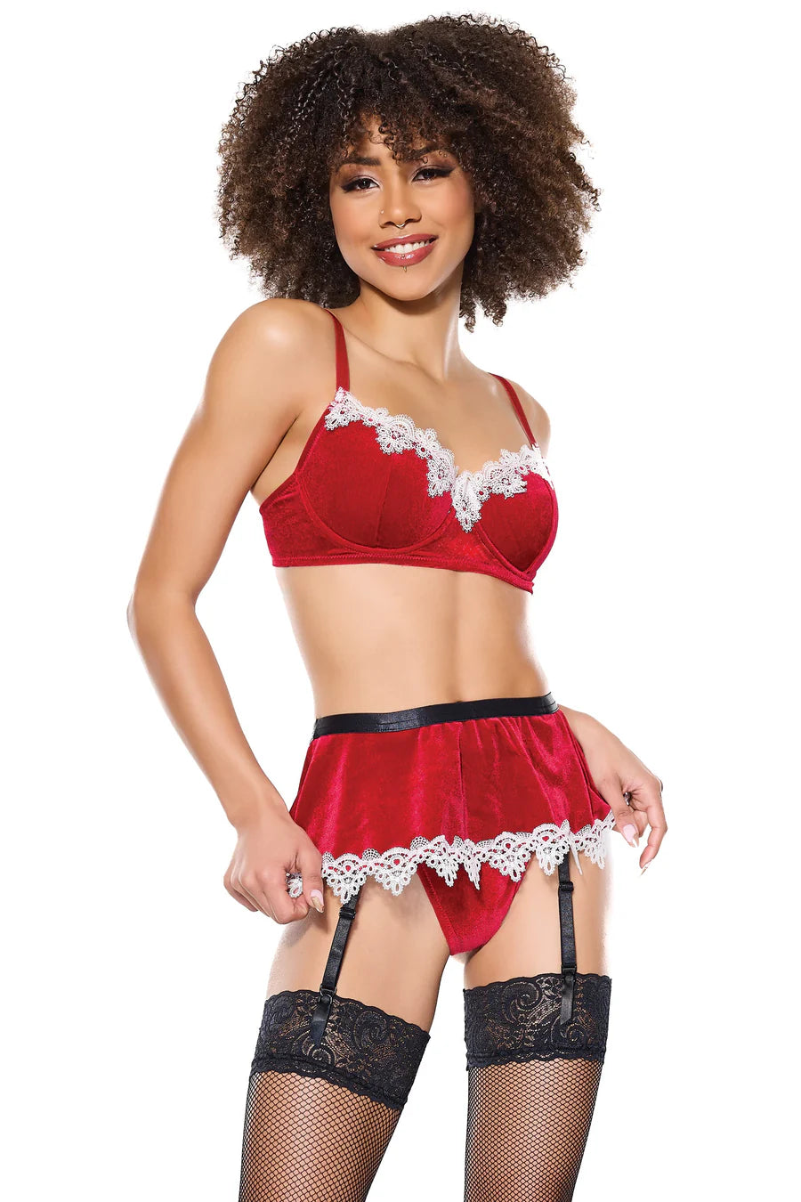 24317 Under The Mistletoe Bra, Garter Skirt & G-String