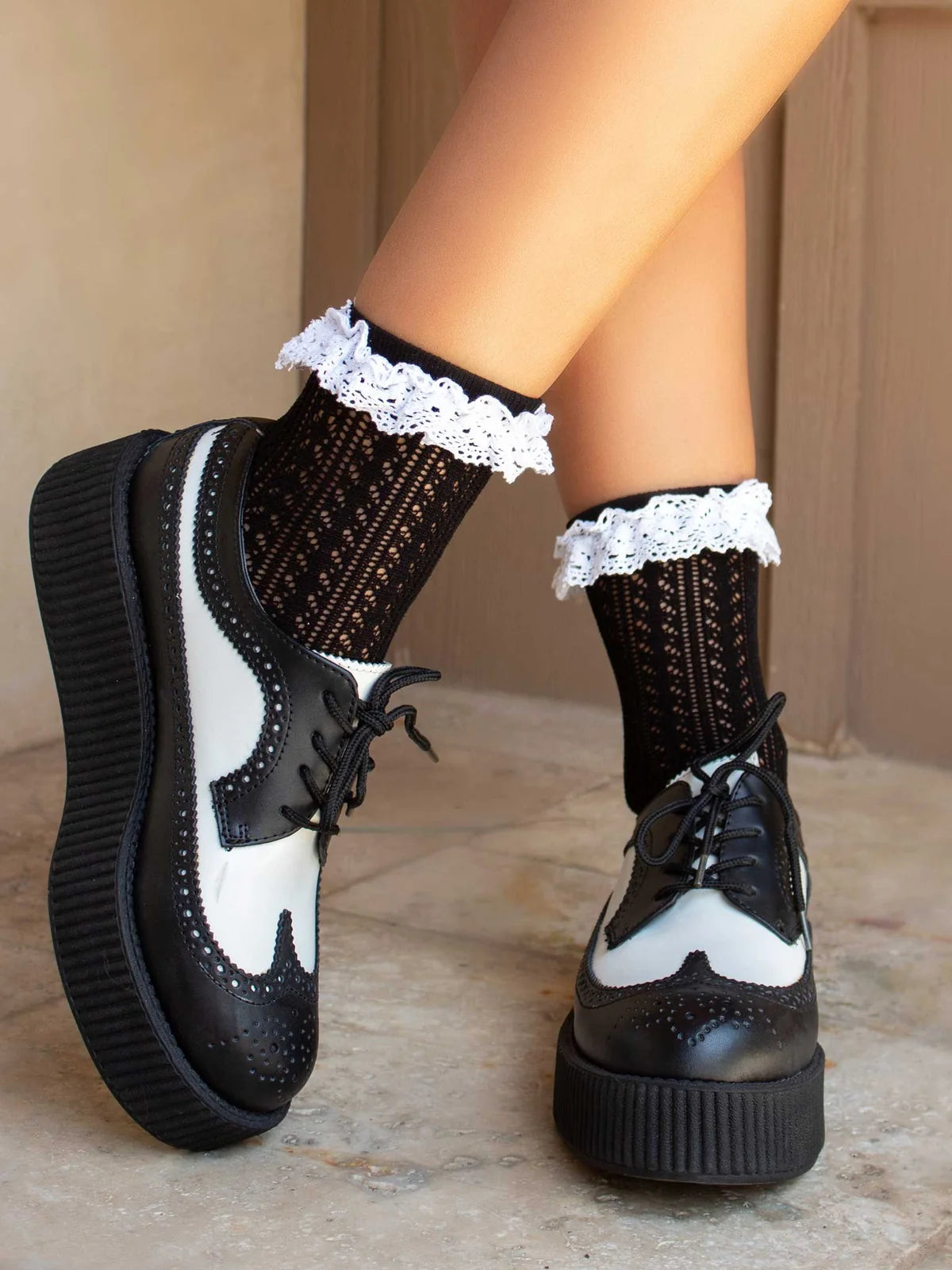 3061 Tobilleras Riley de Ganchillo negro