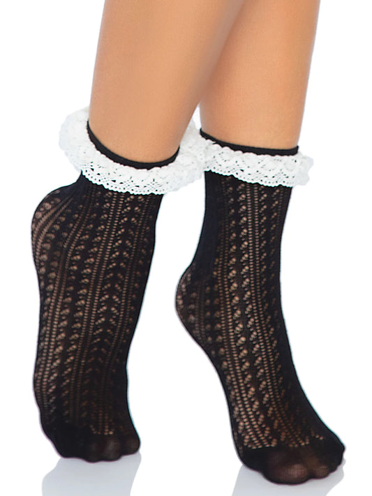 3061 Tobilleras Riley de Ganchillo negro