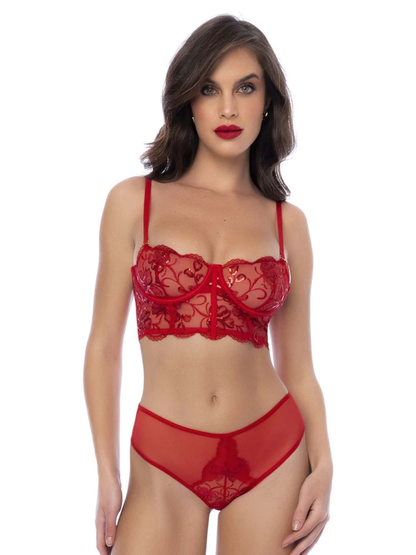 8895  Two Piece Mesh Set Color Red