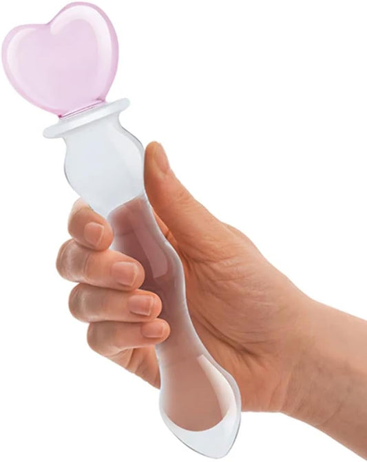 Glas 8" Sweetheart Glass Dildo-Pink /Clear