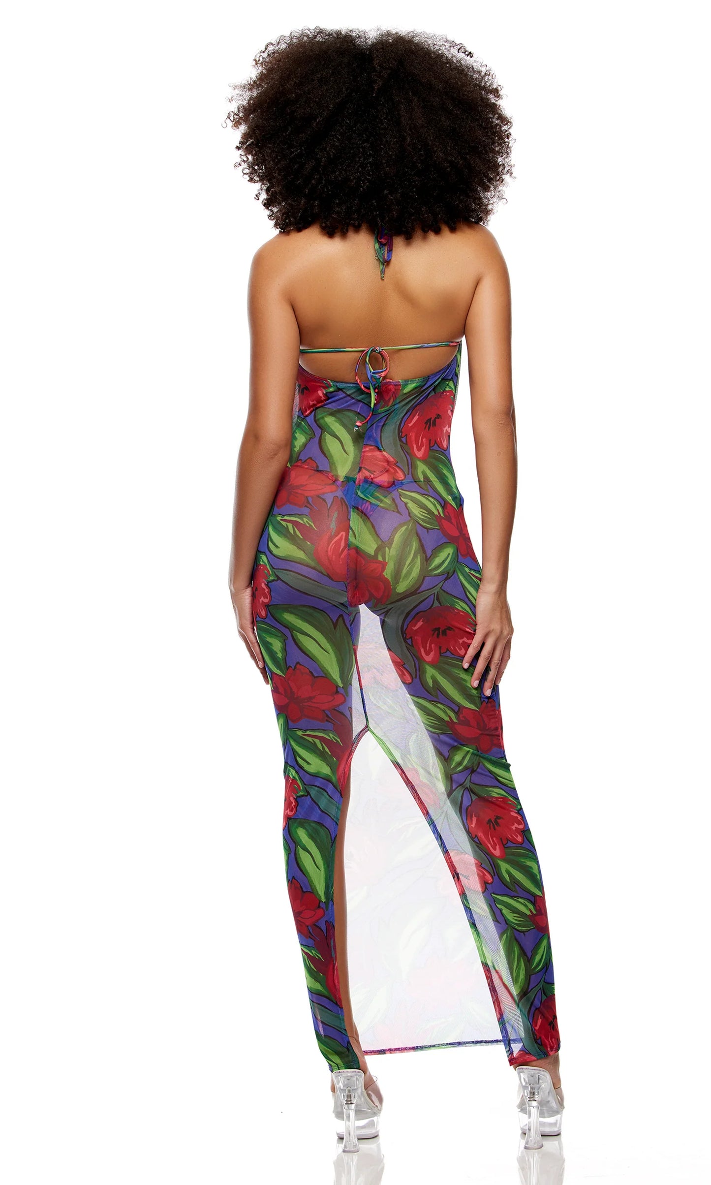 445508 Amalfi Mesh Pool Maxi Dress - Painted Flora