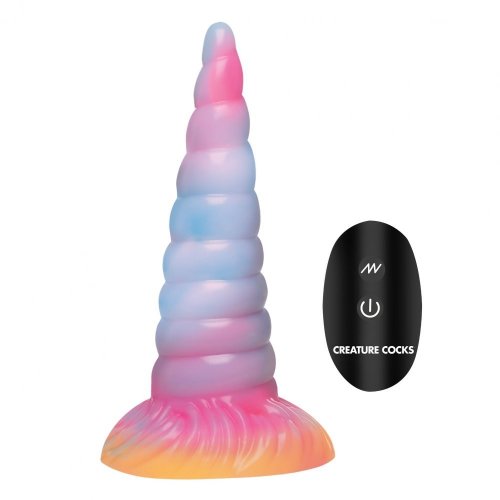 Creature Cocks Unicorn Glow-in-the-Dark Vibrating Silicone Dildo with Remote
