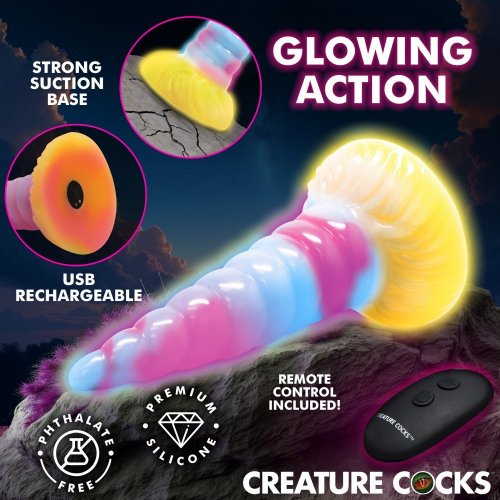 Creature Cocks Unicorn Glow-in-the-Dark Vibrating Silicone Dildo with Remote