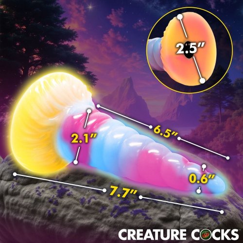 Creature Cocks Unicorn Glow-in-the-Dark Vibrating Silicone Dildo with Remote