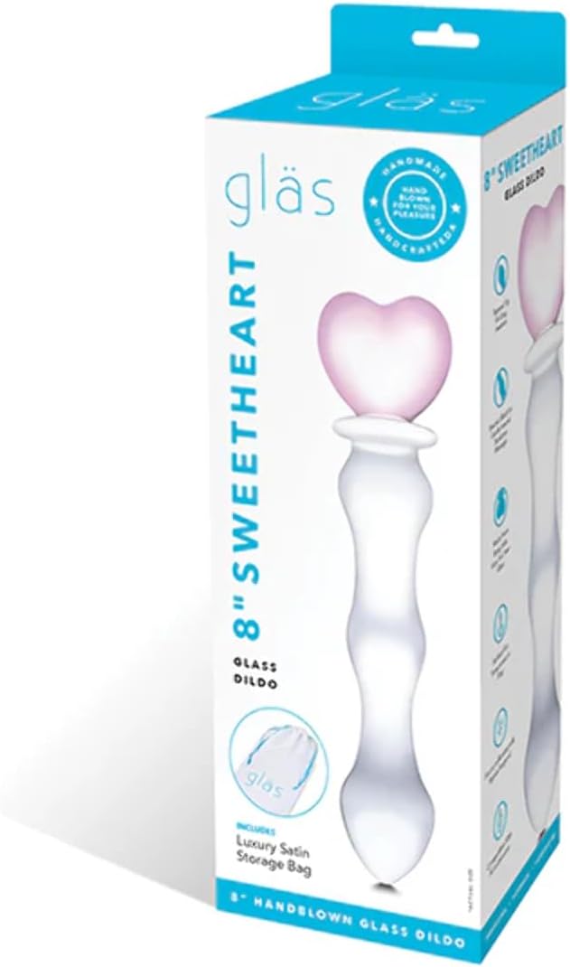 Glas 8" Sweetheart Glass Dildo-Pink /Clear