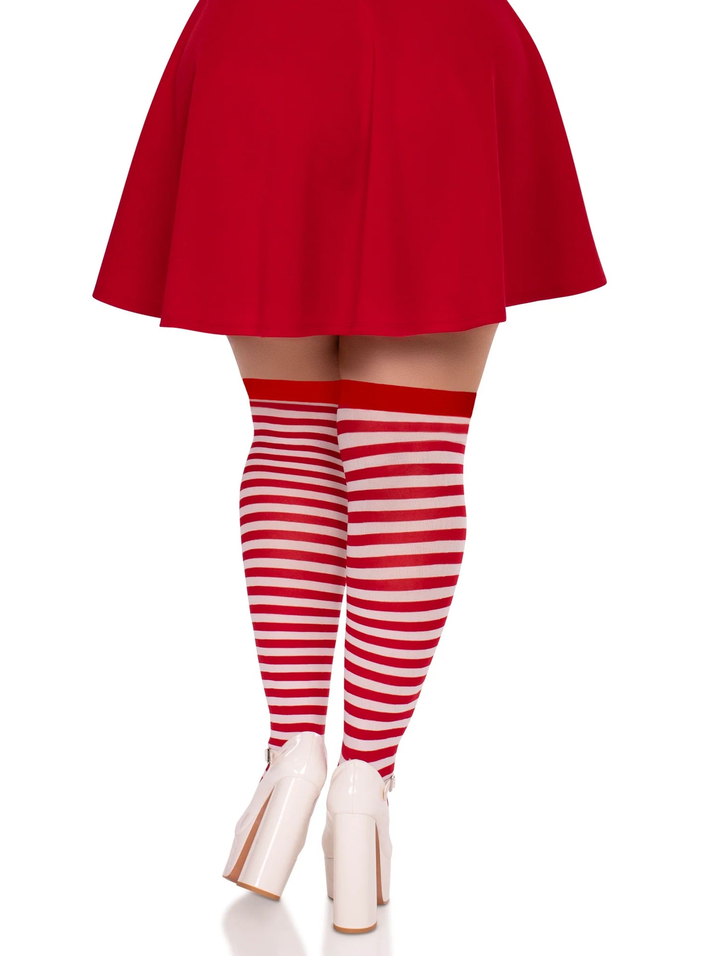 6005x Cari Striped Stockings White and Red PlusSize