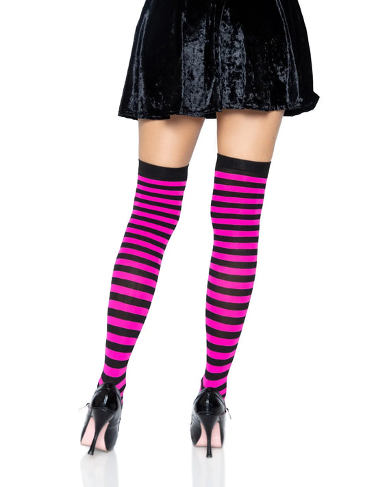6005 Cari Striped Stockings black and pink
