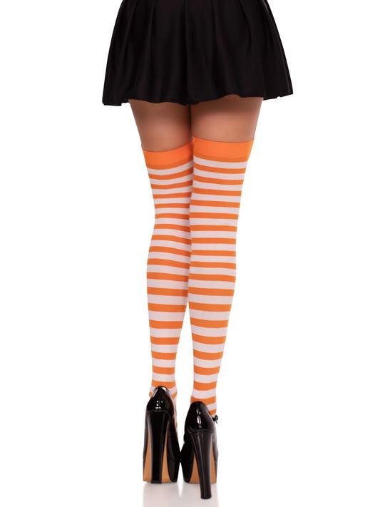 6005 Cari Striped Stockings white and orange