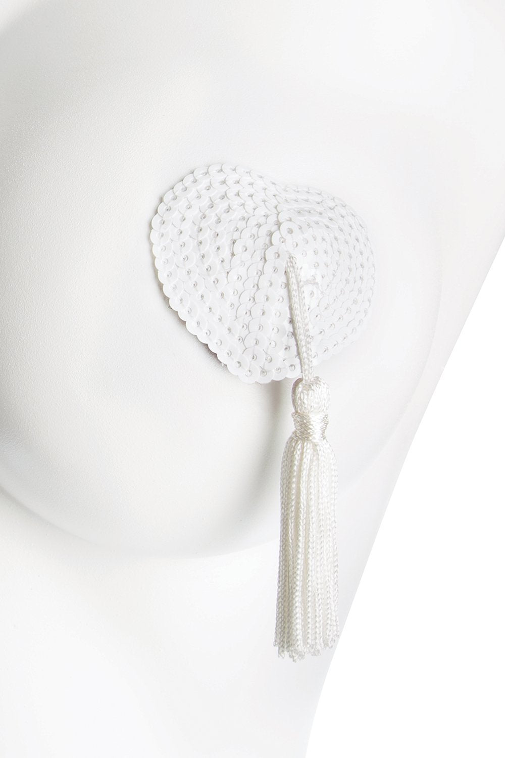LP1736 Heart Sequins Nipple Pasties - White