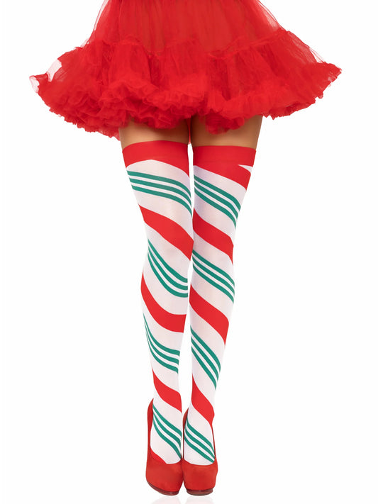 6629 Jolly Holiday Striped Thigh Highs