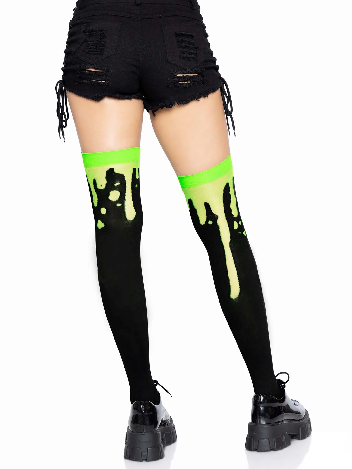 6639 Splatter Thigh Highs Green