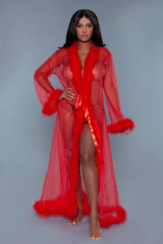 BW1650 Marabou Robe Red