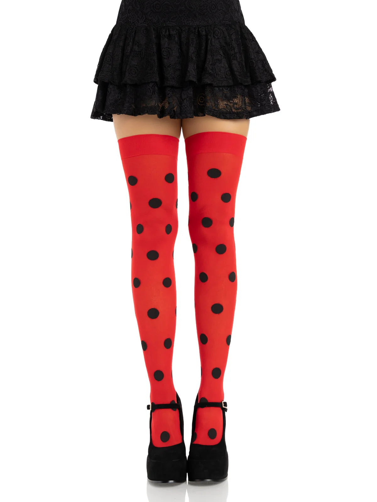 1969 Polka Dot Opaque Thigh Highs