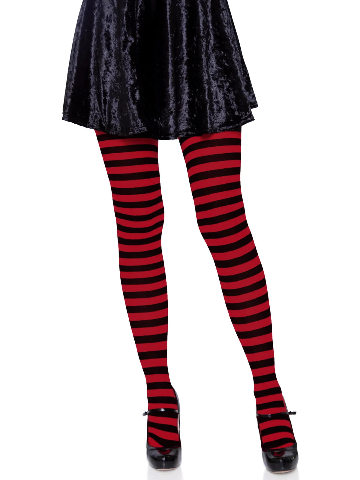 7100 Jada Striped Women's Tights Black and Red