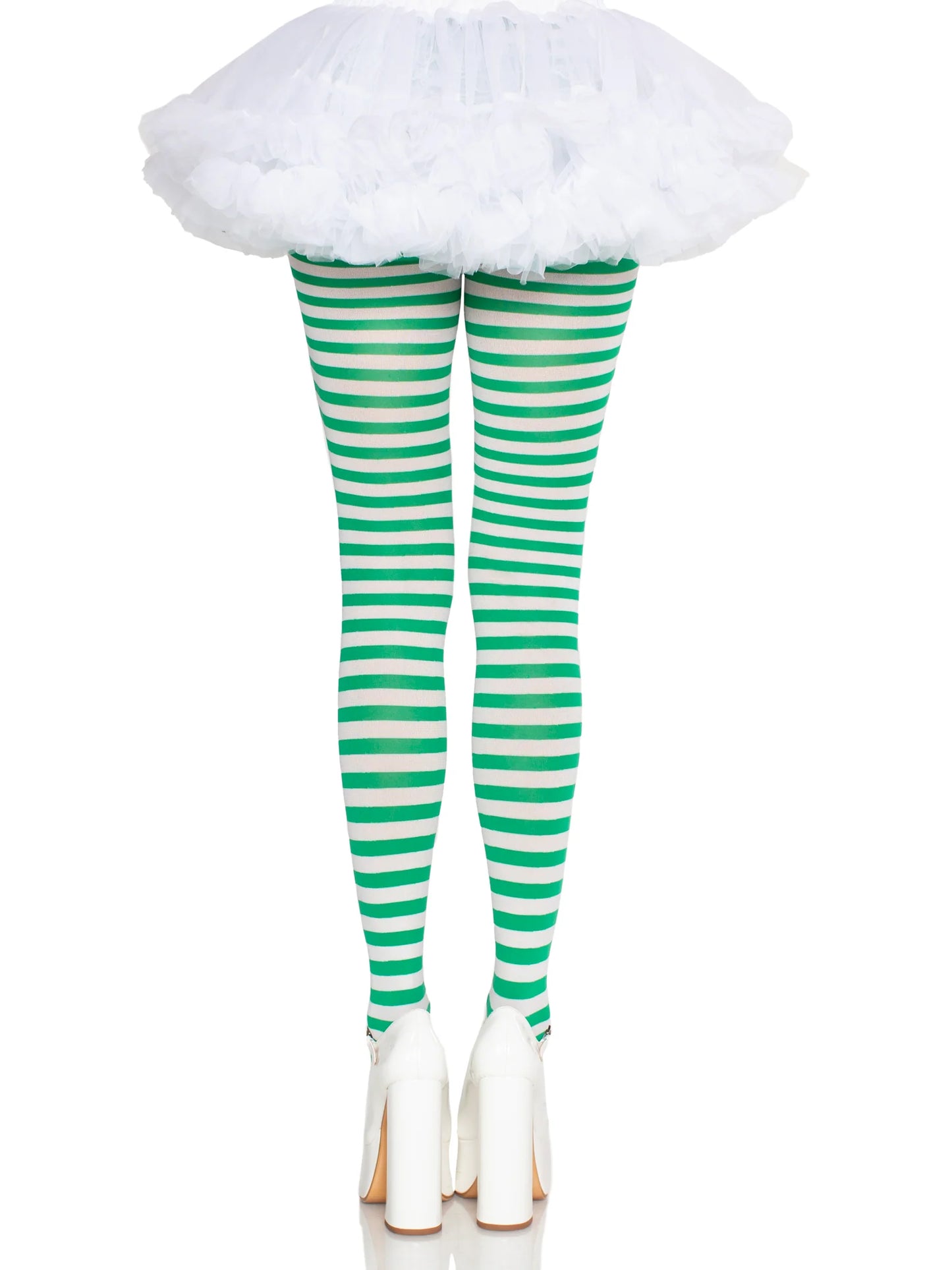 7100 Jada Striped Women's Tights Green and White