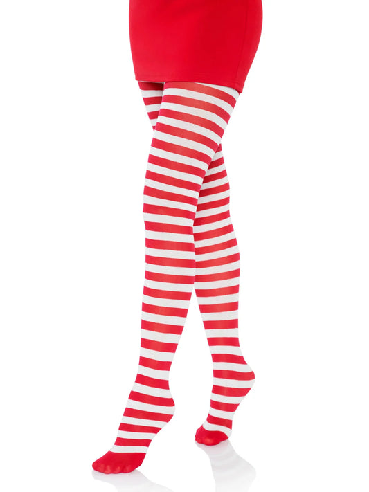 7100 Jada Striped Women's Tights white and Red