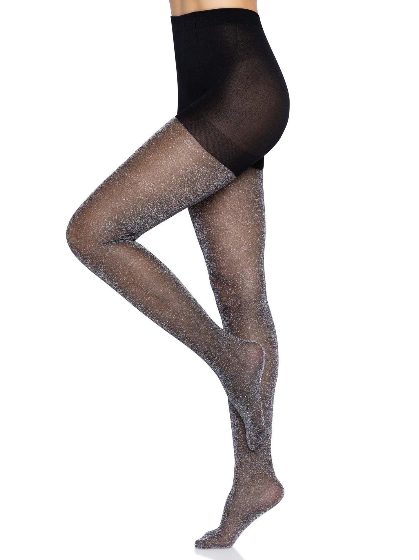 7130 Marsha Lurex Shimmer Tights Black and silver