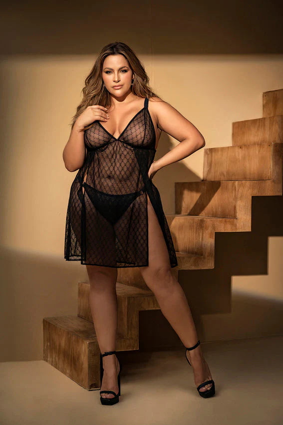 7498X Samantha Geo Babydoll Plus Size