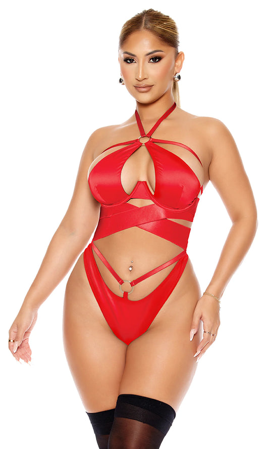 773072 Soft Life Satin Criss Cross Teddy Black