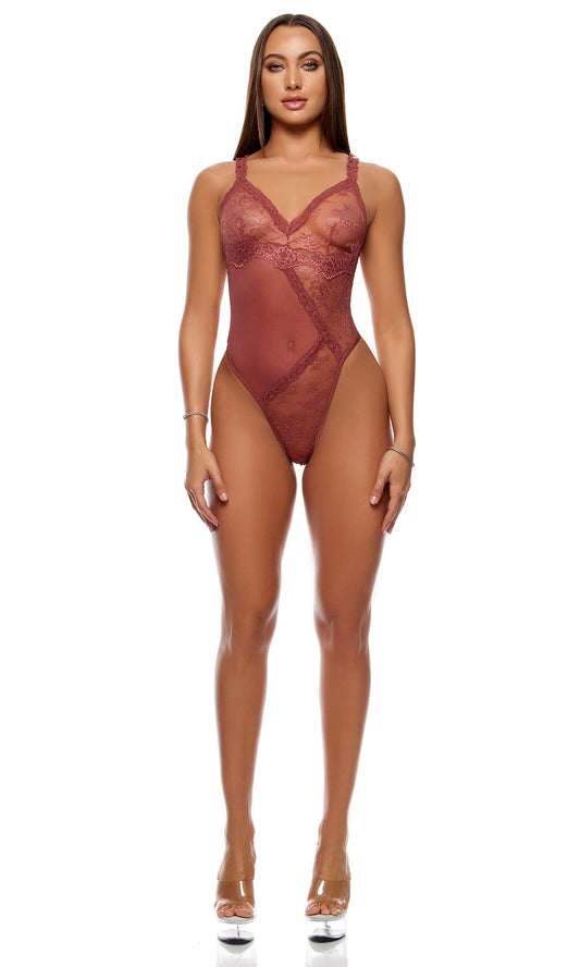 775113 Patch of Petals Lace Teddy - Spice