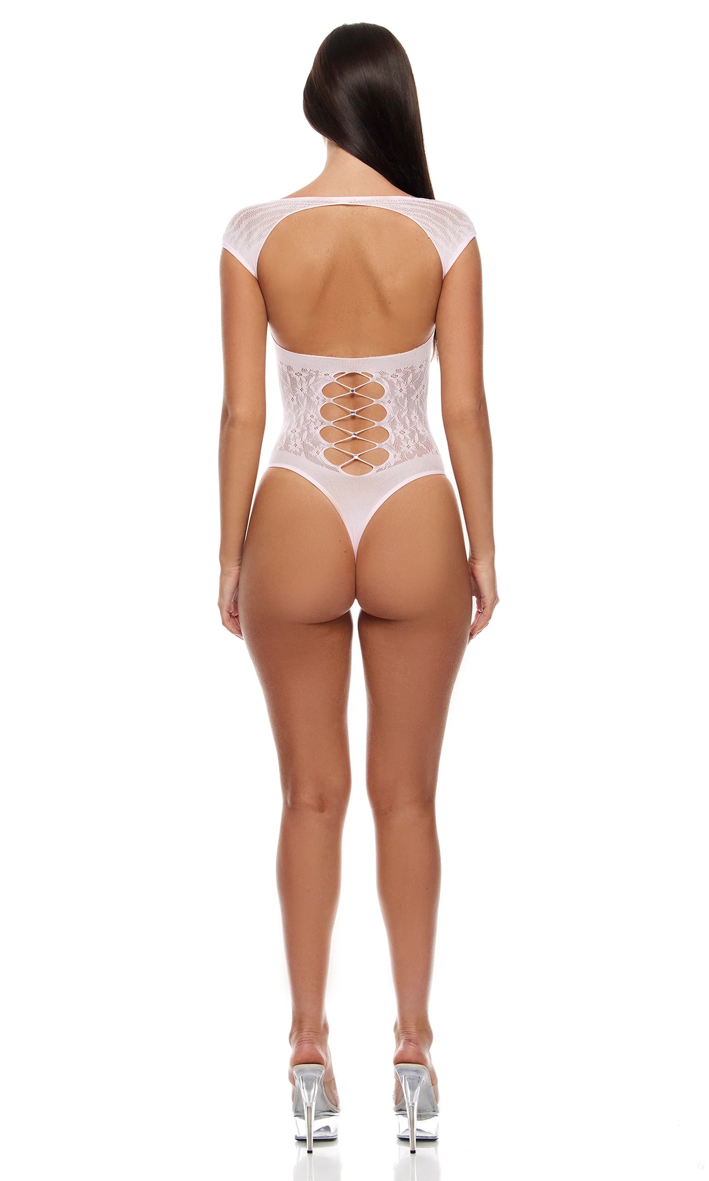 775181 Cross Your Mind Teddy Bodystocking - Light Pink