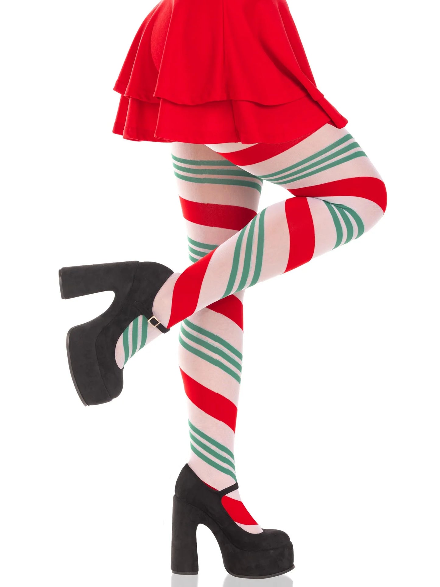 7955 Lane Holiday Ribbon Striped Tights