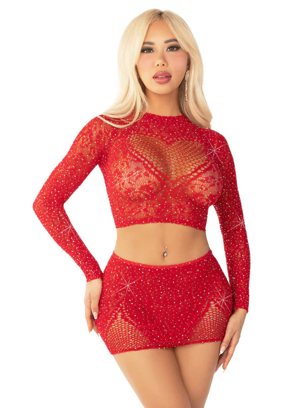 81668 Wildest Dreams Crop Top and Skirt Set Red