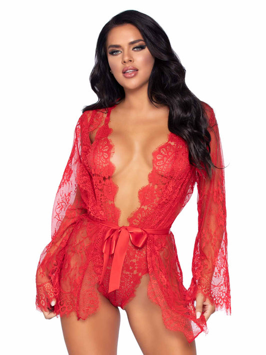 86112 Love Affair Lace Robe & Teddy Set