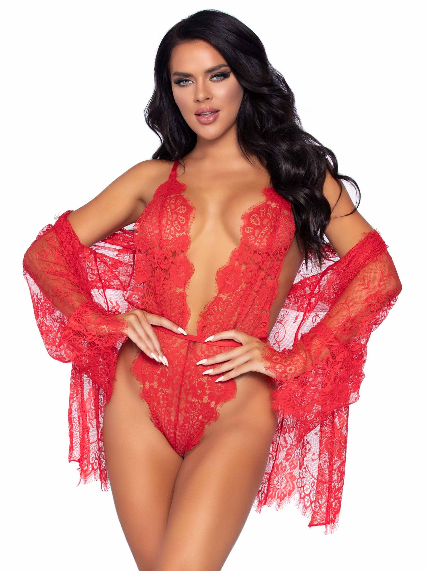 86112 Love Affair Lace Robe & Teddy Set