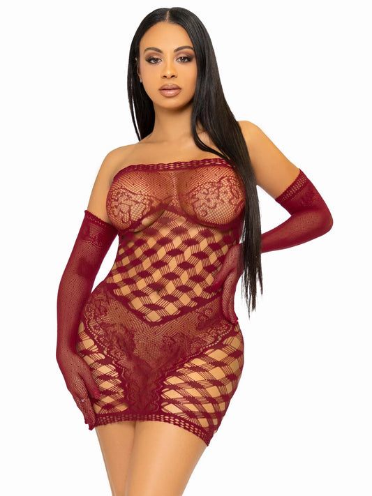 86136 Waiting Game Dress Set Burgundy