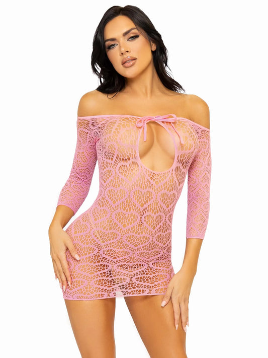 86137 Modern Love Heart Net Dress Pink