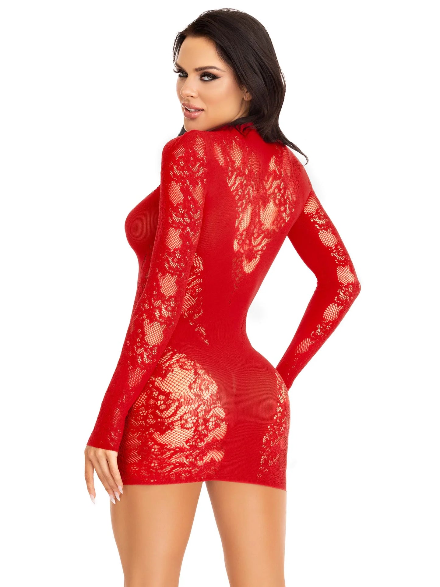 87204 Cuff It Lace Mini Dress Rojo