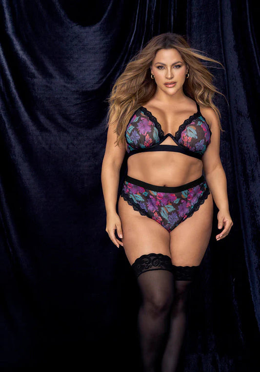 8771X Anastacia Floral Two Piece Lingerie Set Plus Size
