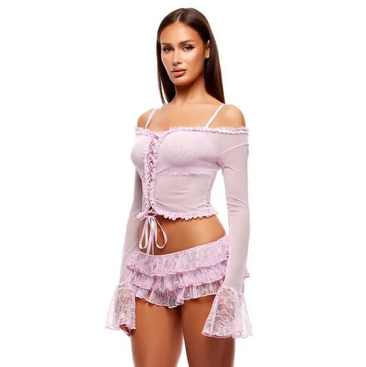 726114 Soft Girl Era 3PC Top, Bralette And Shorts