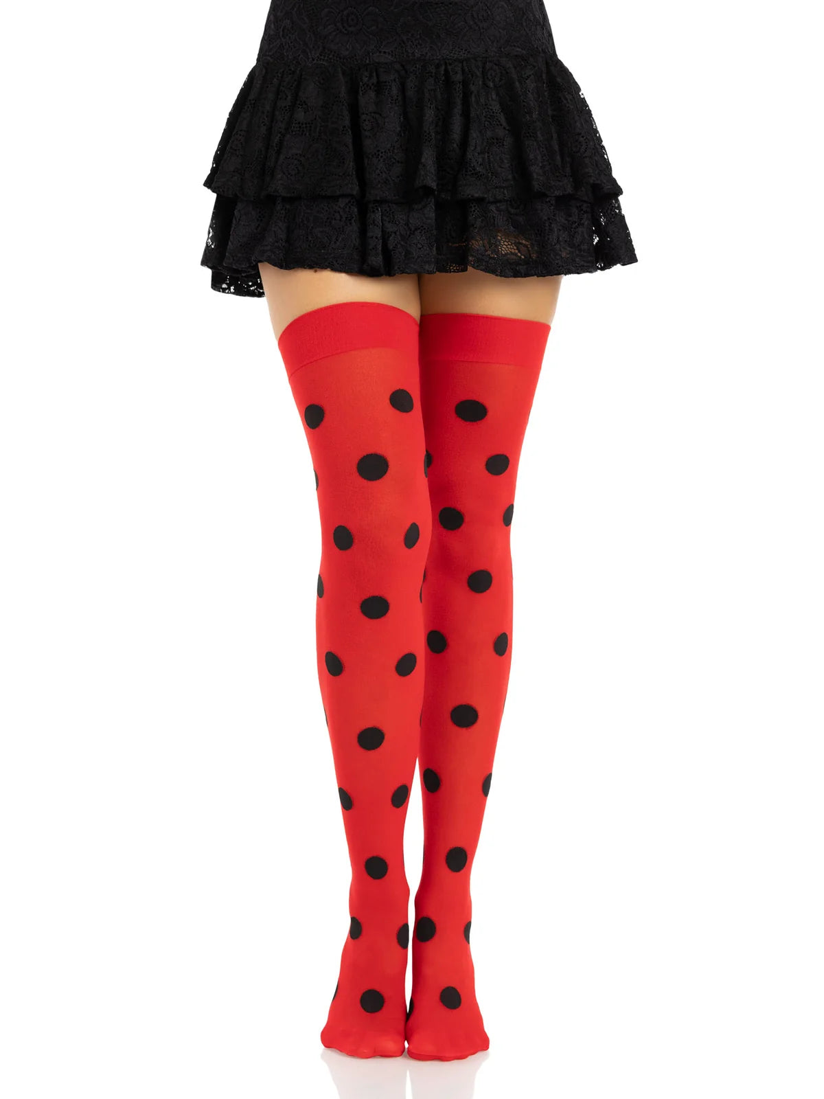 1969 Polka Dot Opaque Thigh Highs