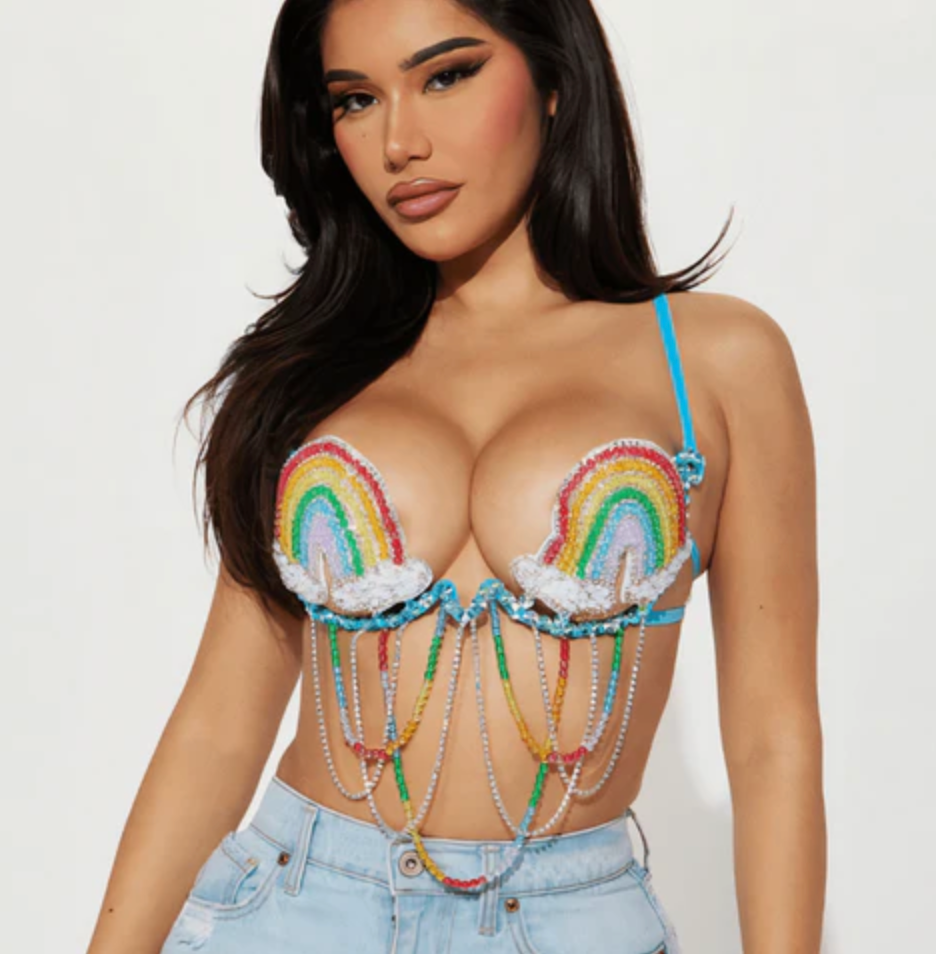 09 Rainbow Happy Meal Rhinestone Carnival Bra