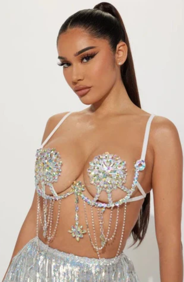 02 Winterfell Clear Iridescent Crystal Carnival Bra