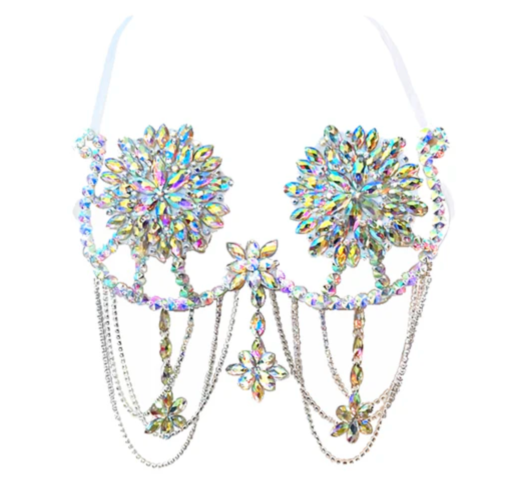 02 Winterfell Clear Iridescent Crystal Carnival Bra