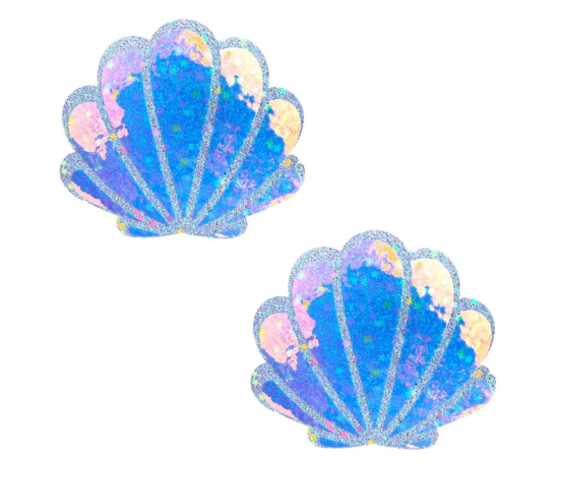 Purple Botton Candy Iridescent Blacklight Mermaid Shell Nipple Cover Pasties